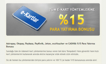 Tempobet %15 para yatırma bonusu veriyor