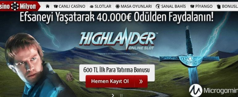 Casinomilyon Highlander Online Slot Oyunu 40 000 Euro Ödül