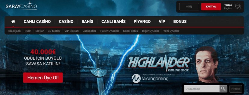 Saraycasino Highlander Online Slot Turnuvası 40 000 Euro Ödül veriyor!