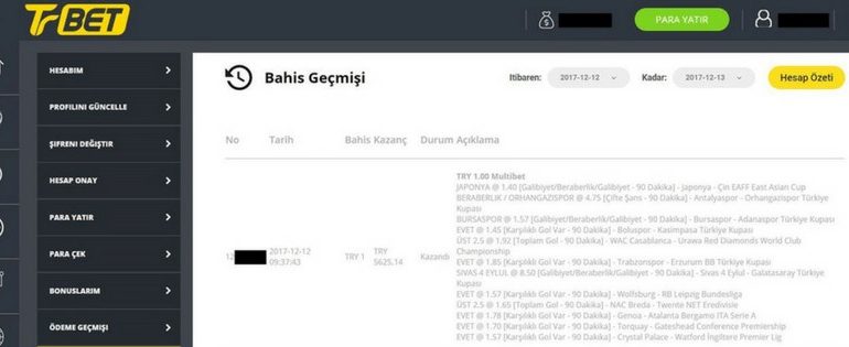 Trbet’ten 1’e 5625 Veren Kazandıran Bahis Kuponu